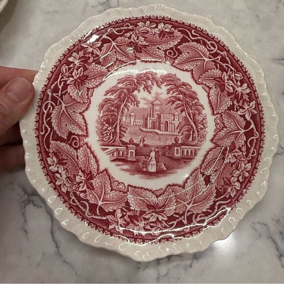 Vintage antique Mason ware red vista pink  transferware rare collectible set 1 - Picture 8 of 12